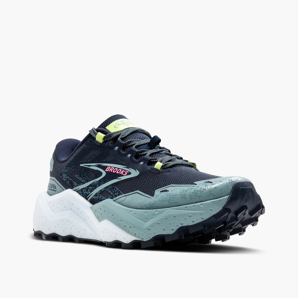 Chaussure Trail Running Brooks Caldera 7 Bleu Marine Vert Clair Femme | WVN-0980360